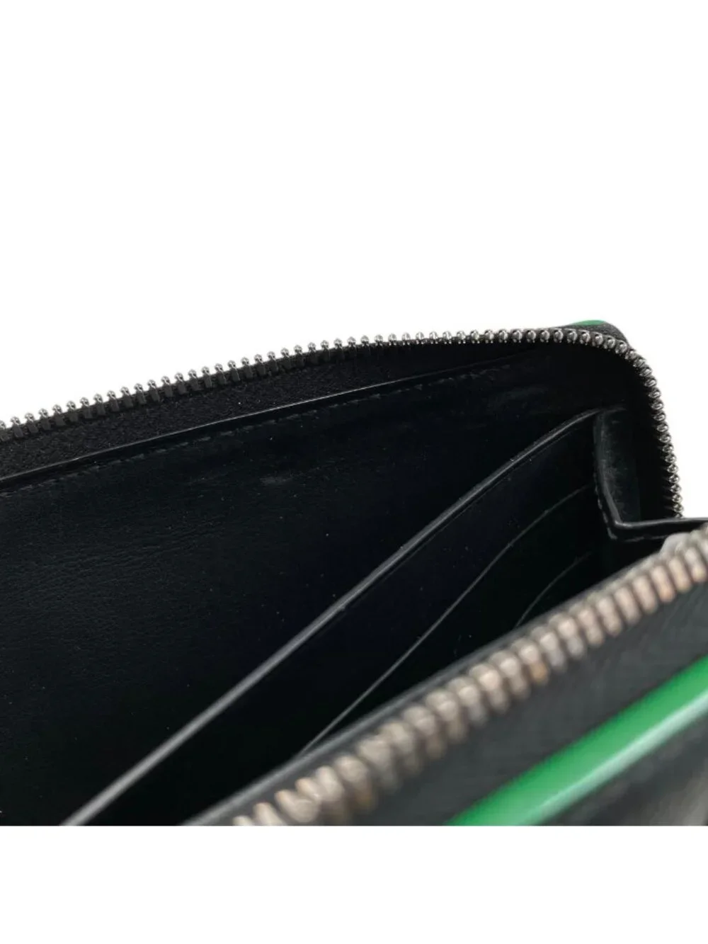 Bottega Veneta Wallet Cassette Zip Around Intrecciato Cuffleather Black Green